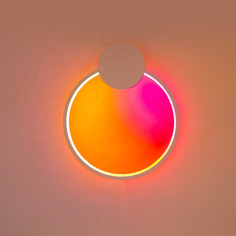 Современная черная маленькая Минималистичная светодиодная RGB-лампа для смены цвета кровати, декоративная комнатная настенная лампа для гостиной