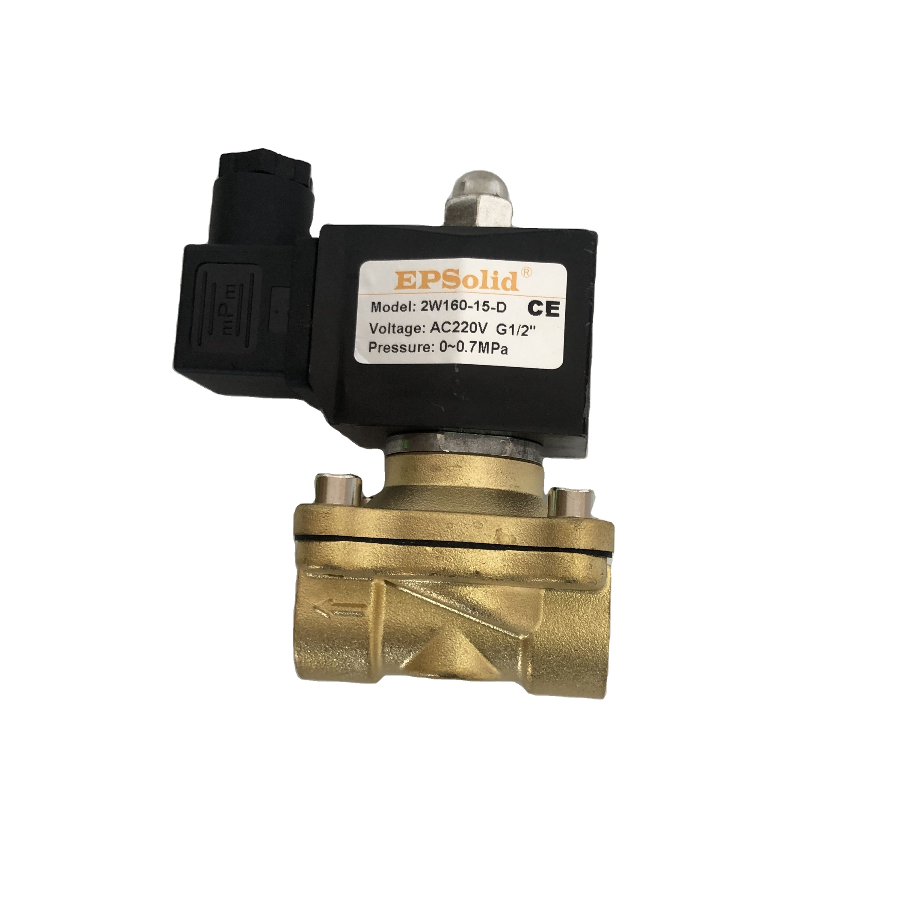 DIN-разъем 1/2 дюйма, латунный электромагнитный клапан для воды 2W160-15-D AC220V