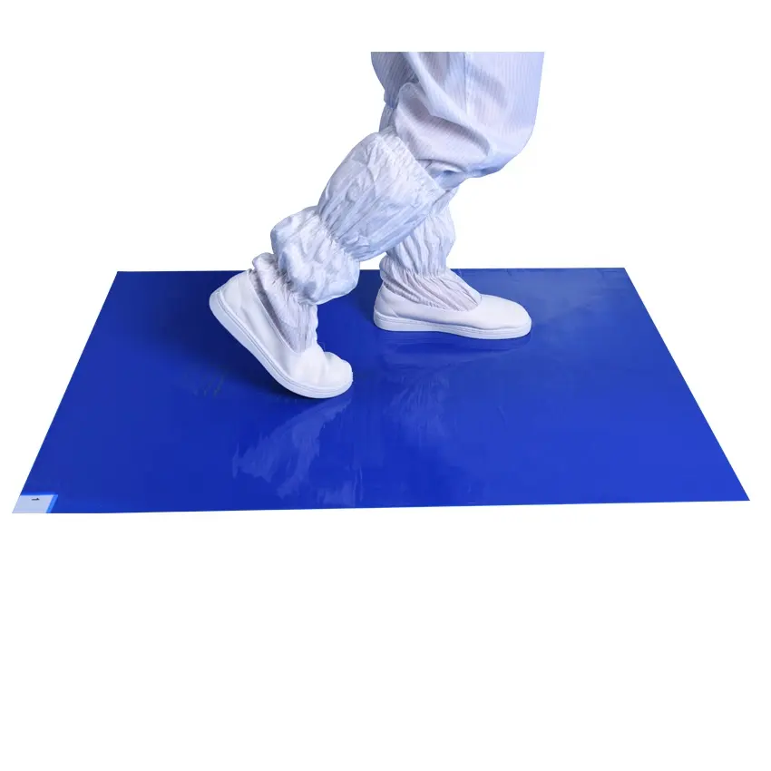 disposable Blue 30 Sheets Industrial Sticky Cleanroom tacky dust Mat/Sticky floor adhesive mat for shoes construction