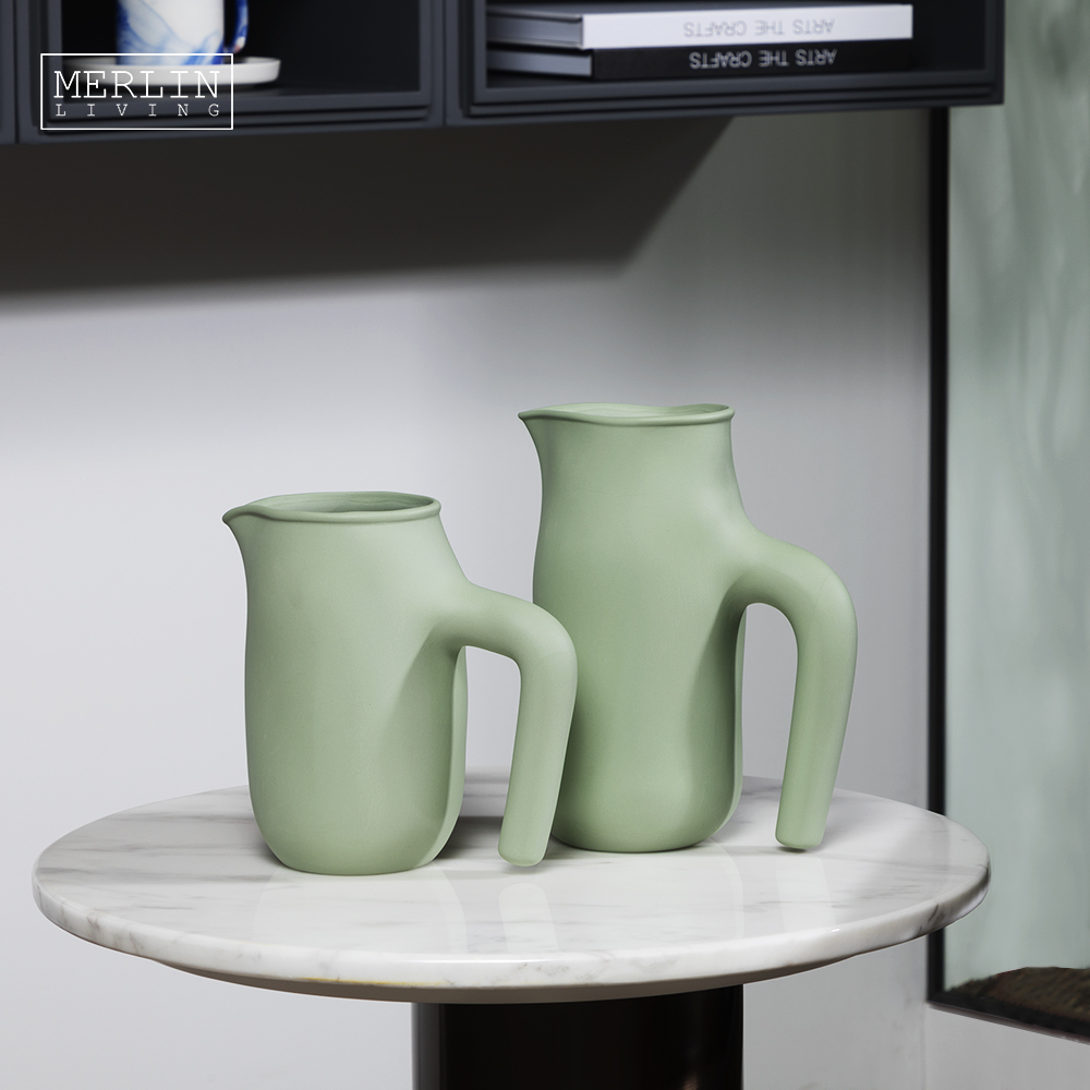 Merlin Living Unglazed Minimalist Porcelain Pitcher Vase Other Home Decor Accessories Living Room Table Decor for Ceramic Vase