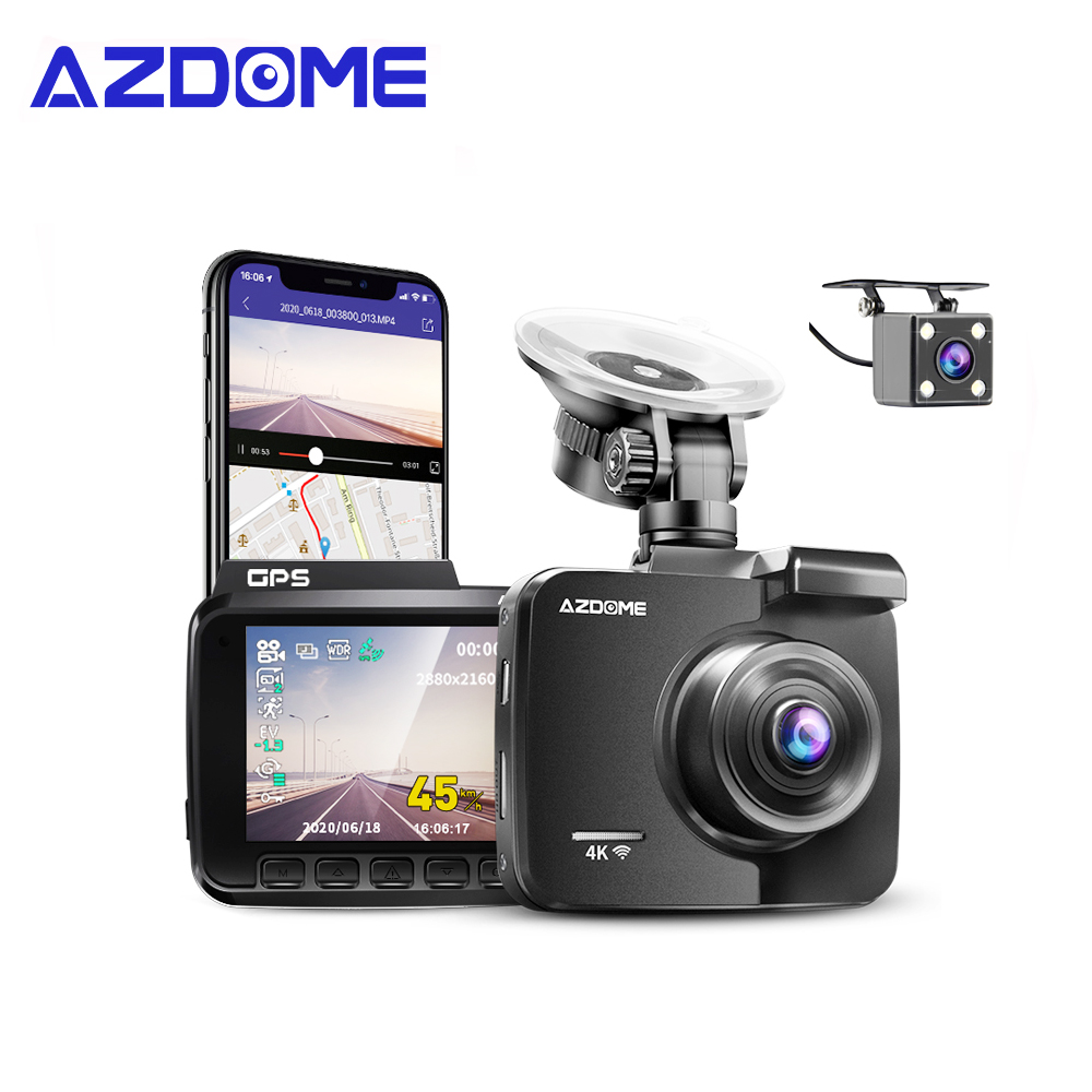 AZDOME GS63H Dash Cam Dual Lens 4K UHD Recording Car Camera DVR Night Vision WDR Built-In GPS Wi-Fi G-Sensor Motion Detection