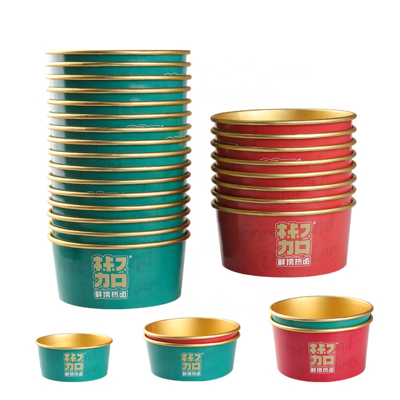 Chinese restaurant custom printed gold foil paper packaging bowl food containers