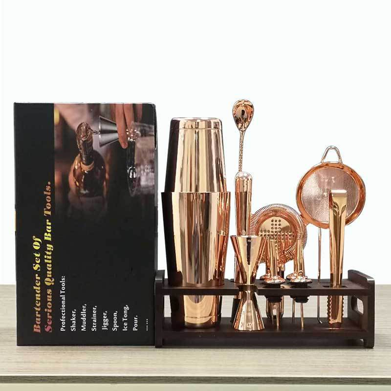 Home Bar Tool Set Kit Bartender 11 Piece Cocktail Kit With Stylish Bamboo Stand Bartender Kit