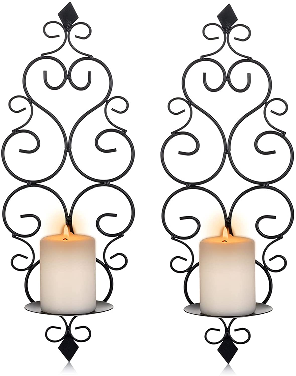 Candle Sconce Holder Set Hanging Wall Mounted Pillar Candle Sconces Holder, Wall Sconces Decor for Bedroom Dining Room
