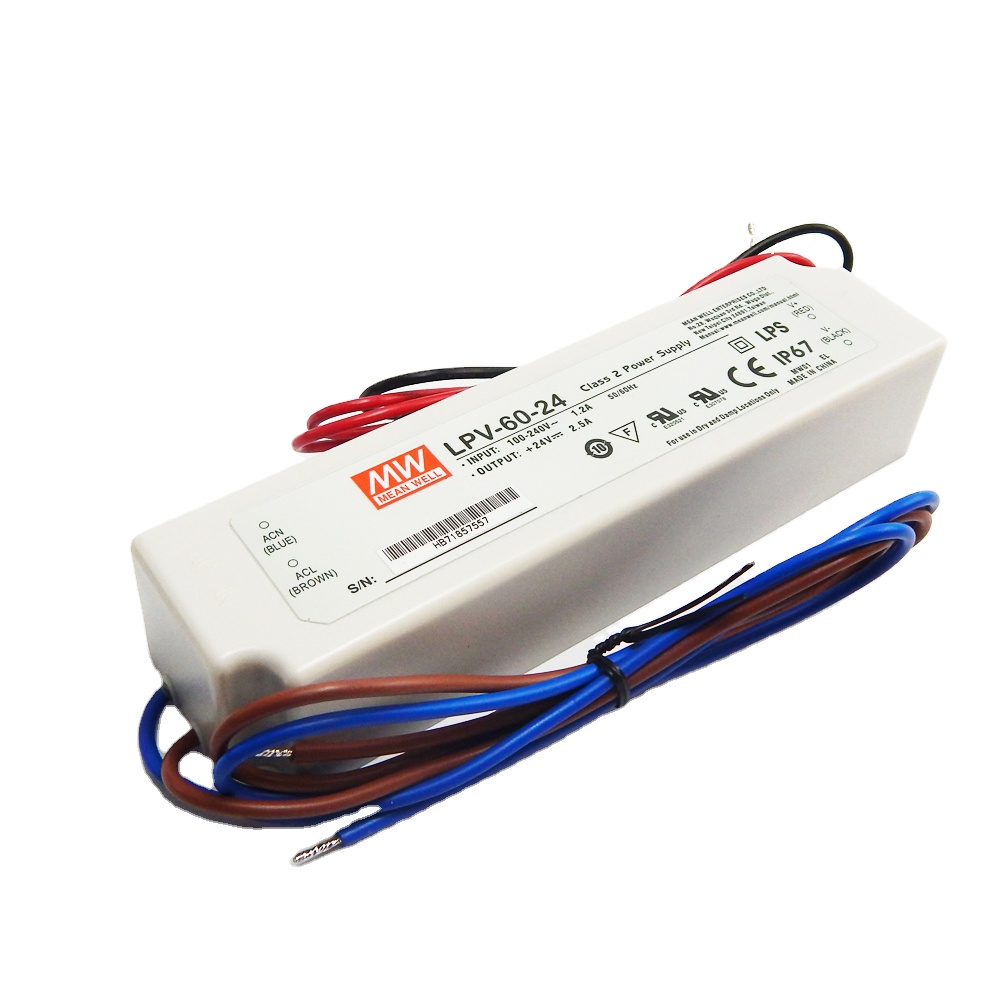 MEAN WELL 60W 24V светодиодный драйвер LPV-60-24