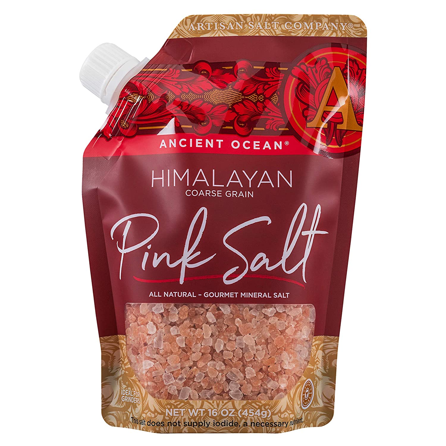 Free Shipping Organic Pack Bag All Natural Artisan Pour Spout Pouch 16 Oz Coarse Ancient Ocean Himalayan Pink Salt