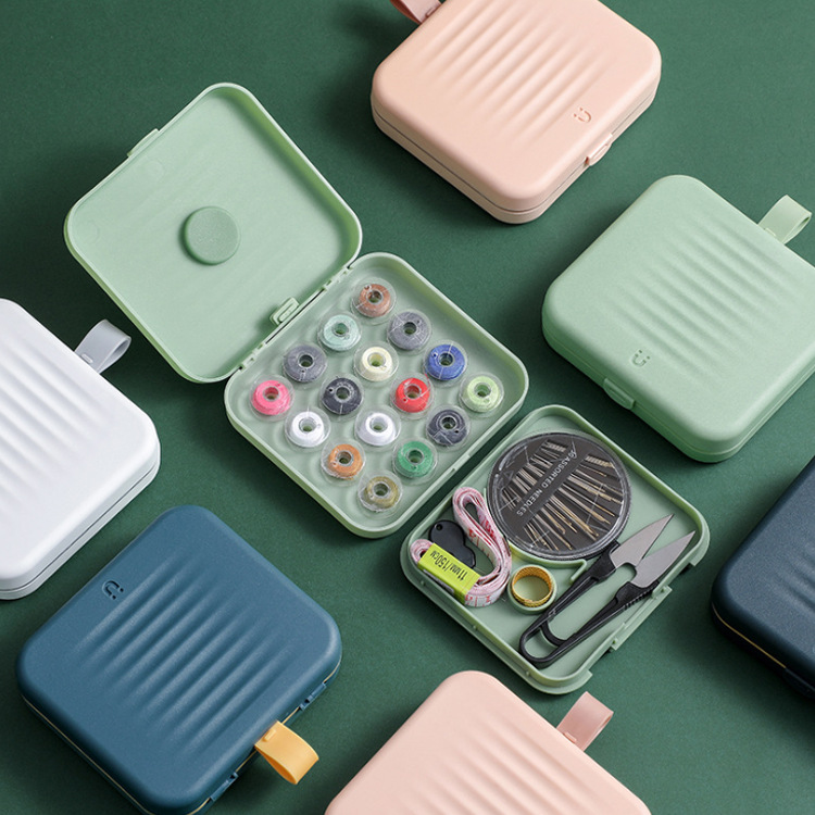 Portable Travel Sewing Box Quilting Thread Stitching Embroidery Craft Thimble Thread mini sewing kit box