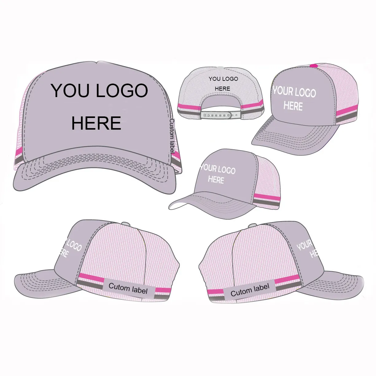 Custom 3d embroidery 5 panels out door baseball sport cap trucker cap mesh hat with label /printing