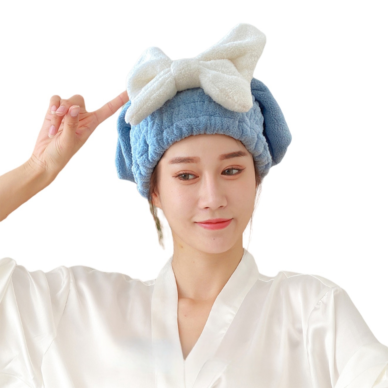 High Quality Microfiber Hair Cap With Bow knot Towel Absorbent Coral Fleece Bath Accessories Portable Shower Cap