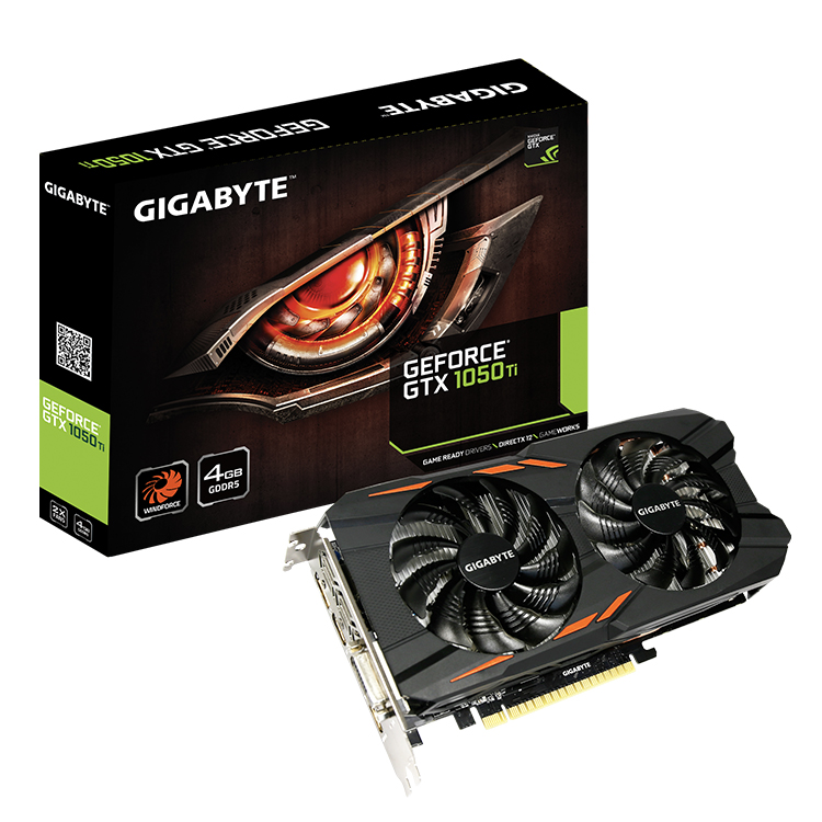 Видеокарта GIGABYTE NVIDIA GeForce GTX 1050 Ti Windforce 4G с 4 ГБ GDDR5 128 бит памяти (GV-N105TWF2-4GD)