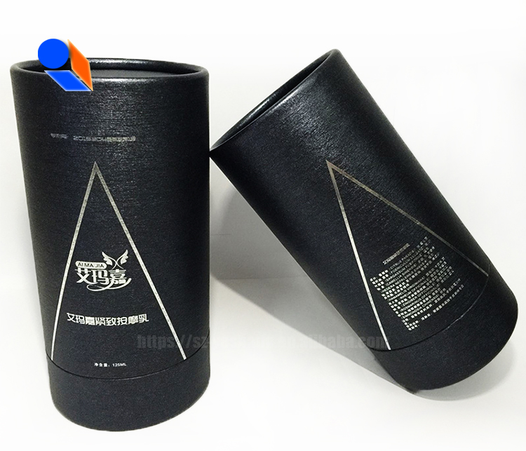 Black cardboard shipping box for dress tube cylinder gift mailer custom nail polish packaging