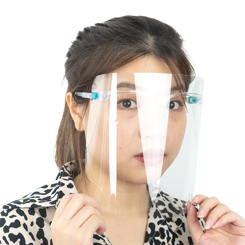Fashion faceshields with frosted eyeglasses frame PET adjustable frame Face shield