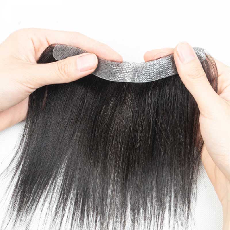 Thin Skin Forehead Men Toupee 6 inches Human Hair Fringe for Men All V Loop Invisible Bangs