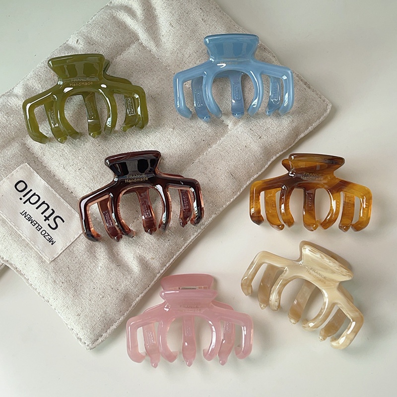 Kinling Hot Selling Luxury 4MM Thickened Ponytail Clip Gripper Accessory Translucent Jelly Color Acetate Hair Claw