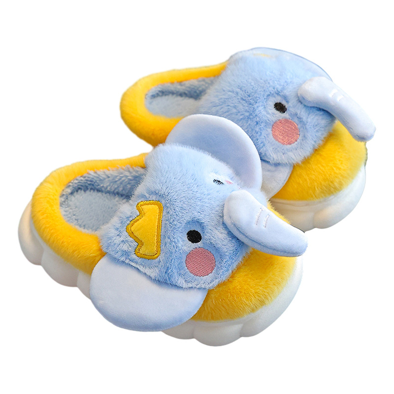 Winter Trend Elephant slipper for Kids Plush Fashion Boys Girls Fur Shoes Flat Slippers