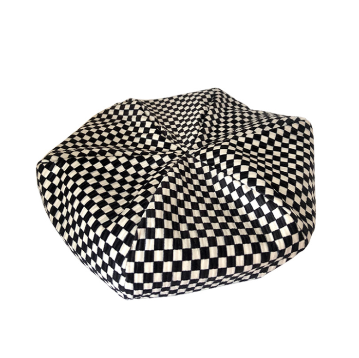 Fashion Plaid High Quality Autumn New Styles Retro Painter Octagonal Beret Artistic Street British Style Red Checkerboard Hat