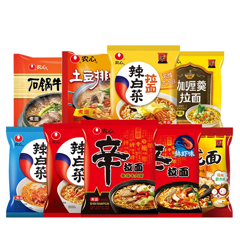 Bag Korean Nongshim Spicy Cabbage Ramen, China's Best-selling Delicious Casual Bag Packaging Hand Made Turmeric Noodles Instant