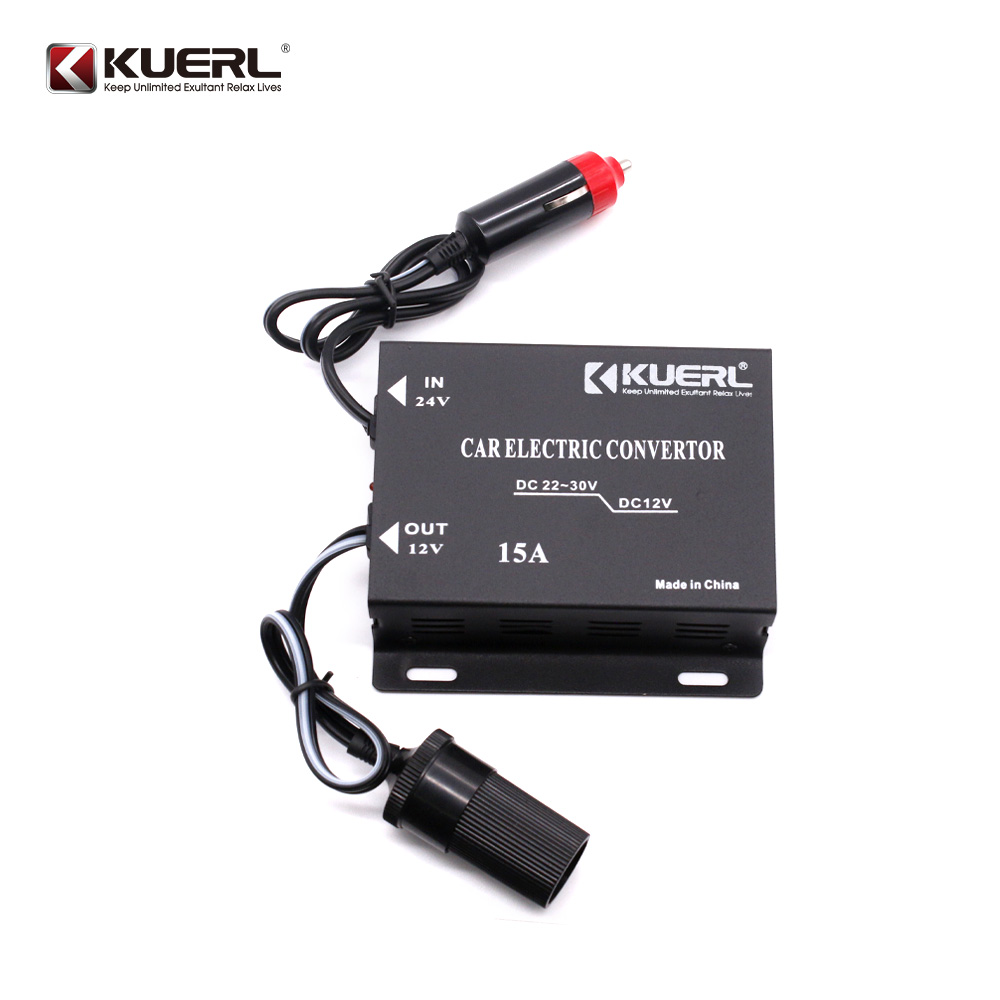 Car DC power supply voltage converter with cigarette lighter up to 15A car power converter DC24V-DC12V step-down
