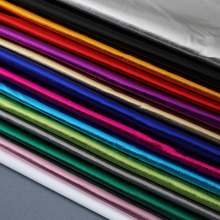 Metallic Foil Coated Fabric Two Way Stretch Hot Sell Bronzing Holographic Fabric Golden Foil Fabric