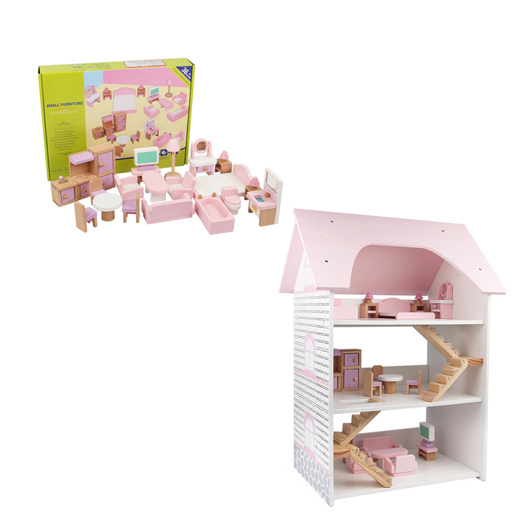 Yohi New Design The Most Popular Wooden Dollhouse with Elevator Balcony and 17 Accessories Gift Gabby'S Doll House Handmade