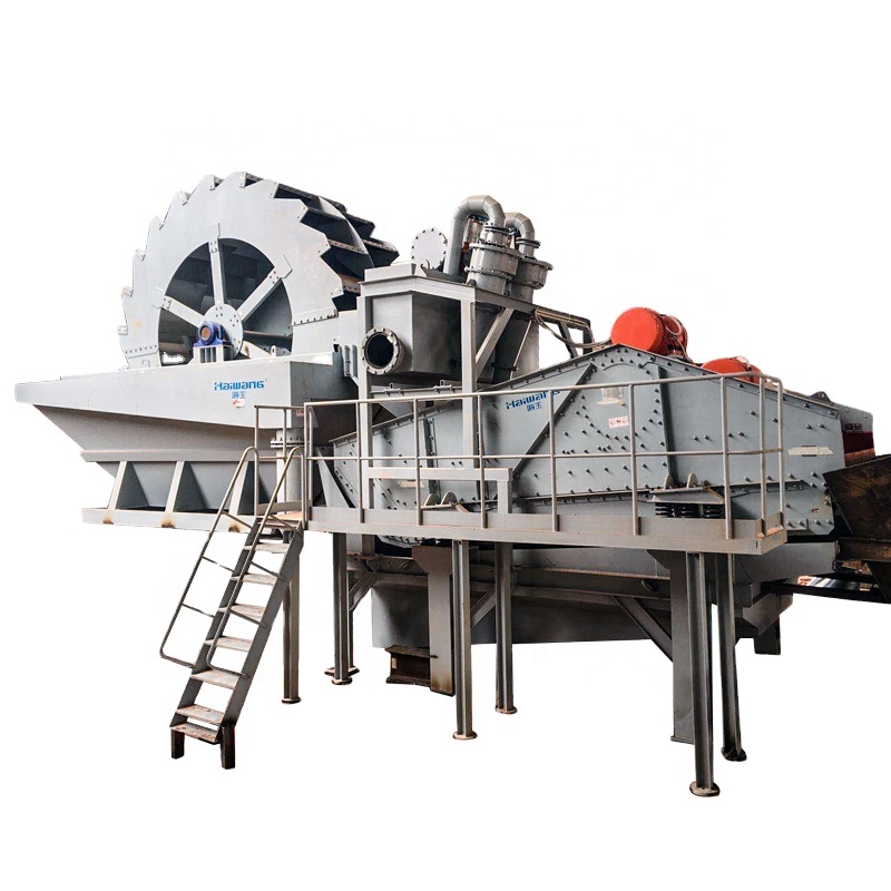 Wheel bucket sands washing machine for sea sand washing and fine sands recycle of patented design