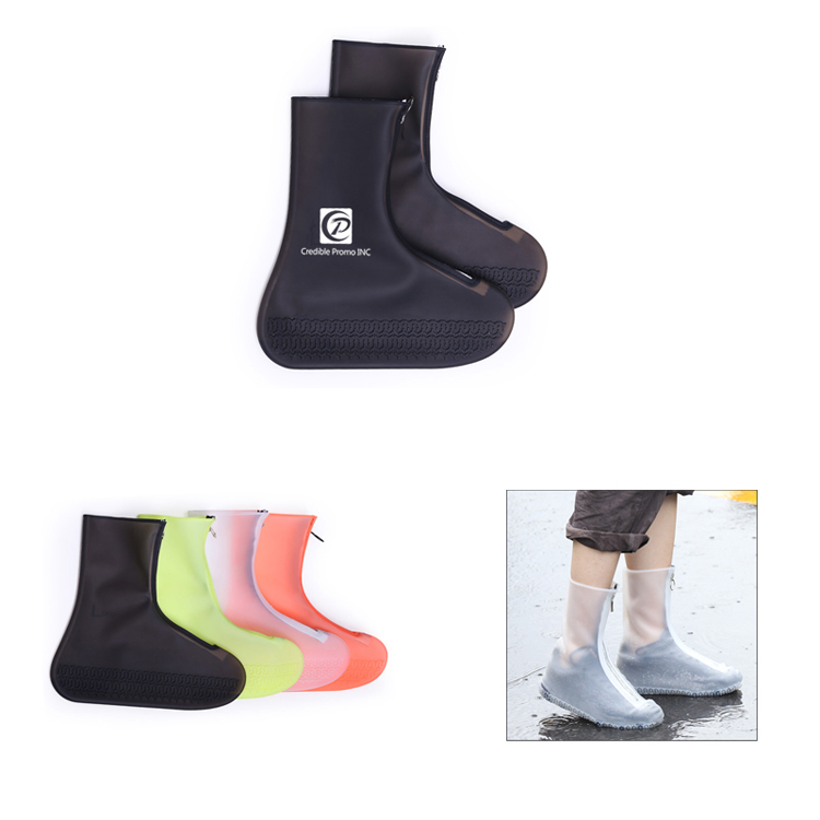 Reusable No-Slip Silicone Rubber Long Shoe Protectors Rain Shoe Cover With Zipper