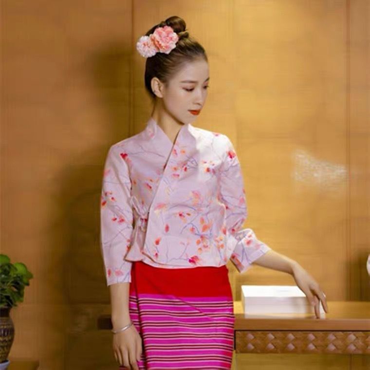 Китайская национальная одежда Dai, женская одежда Hmong, народное искусство, индивидуальный костюм для выступлений, одежда Юго-Восточной Азии, тайская одежда