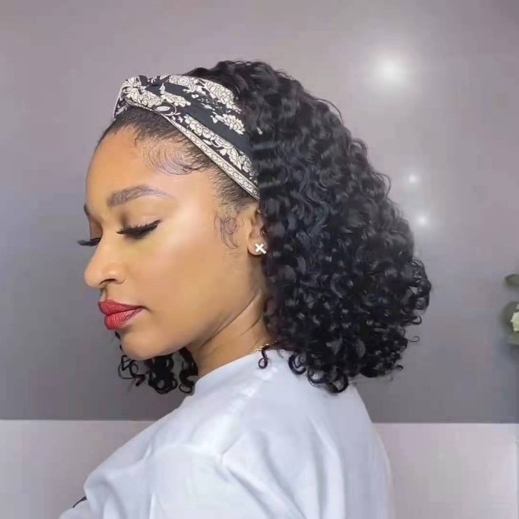 2021 Fashionable Wholesale Luxurious Deep Wave Headband Wigs For Black Women