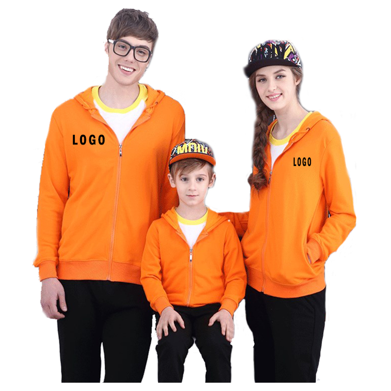 Wholesale Low MOQ Winter Autumn Parent Child Hoodies With Zipper Clothe Mom Dad And Son Daughter Matching Outfit Family Hoody