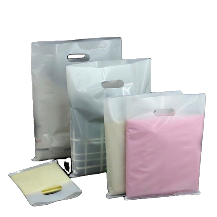 Недорогие пластиковые пакеты для покупок HDPE/LDPE с ручкой D-образной резки оптом с логотипом