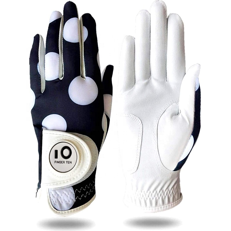 OEM Custom Golf Glove With Ball Marker Flexible Spandex Leahter All Weather Grip Non Slip Breathable Glove for Women