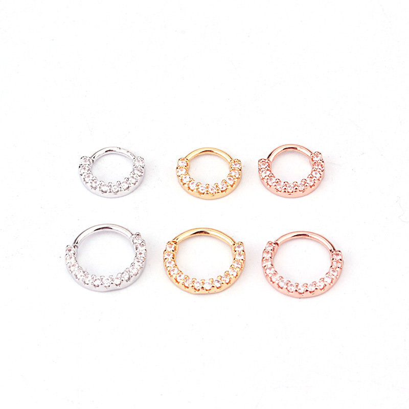 Copper zircon nose ring ear bone ring dual use 20G ear nose piercing European and American trade accessories