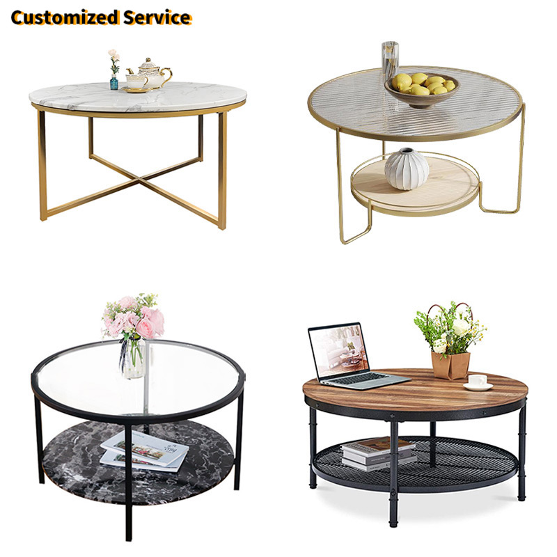 Деревянный роскошный белый круглый мраморный журнальный столик Haiyangfurniture, круглый журнальный столик из МДФ с мраморной поверхностью, металлический и деревянный мраморный журнальный столик