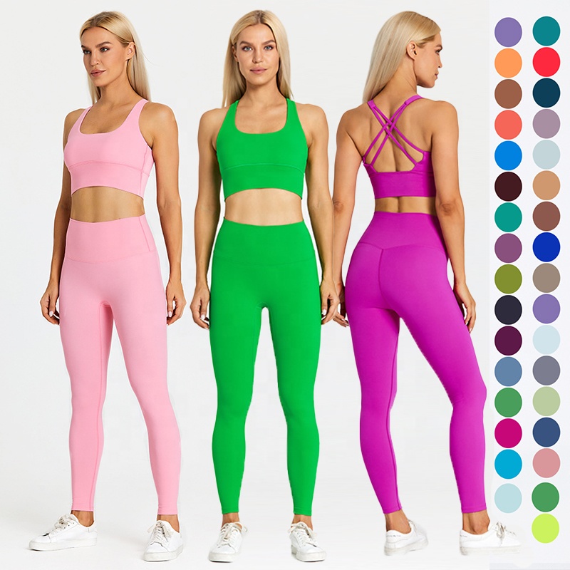 Lulu Buttery Soft Yoga Push Up Energy Bra, Super High Waist Athletic Legging, Gym Fitness Set, LQ8697