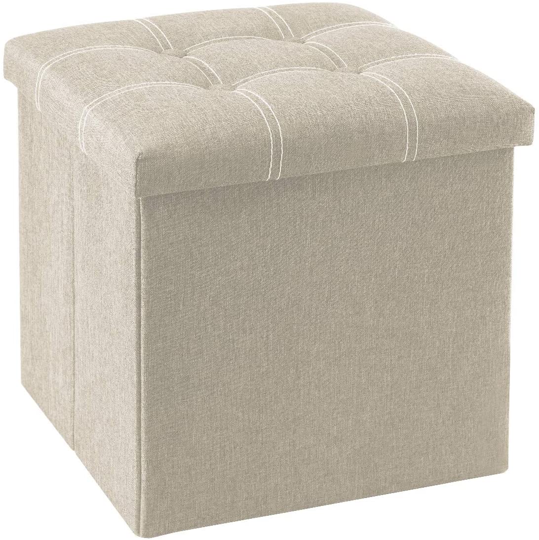 Foldable Fabric ottoman storage box Bedroom Bed end Stool Small Fabric Ottoman Stool Folding Storage Ottoman