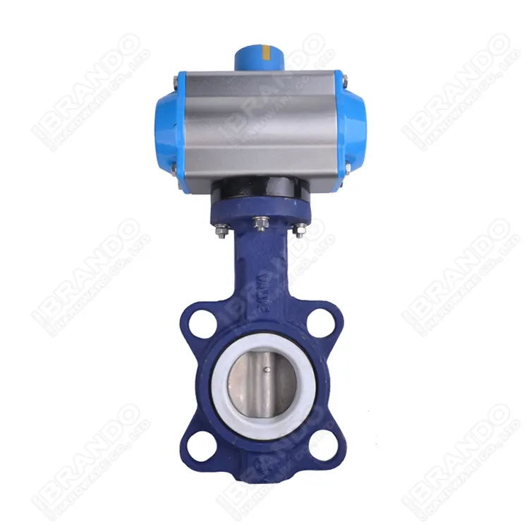 Cast Iron Cast Steel Pneumatic Operated Air Actuated Wafer Butterfly Valve With Pneumatic Actuator 1.5 2 2.5 3 4 6 8 10 12 Inch