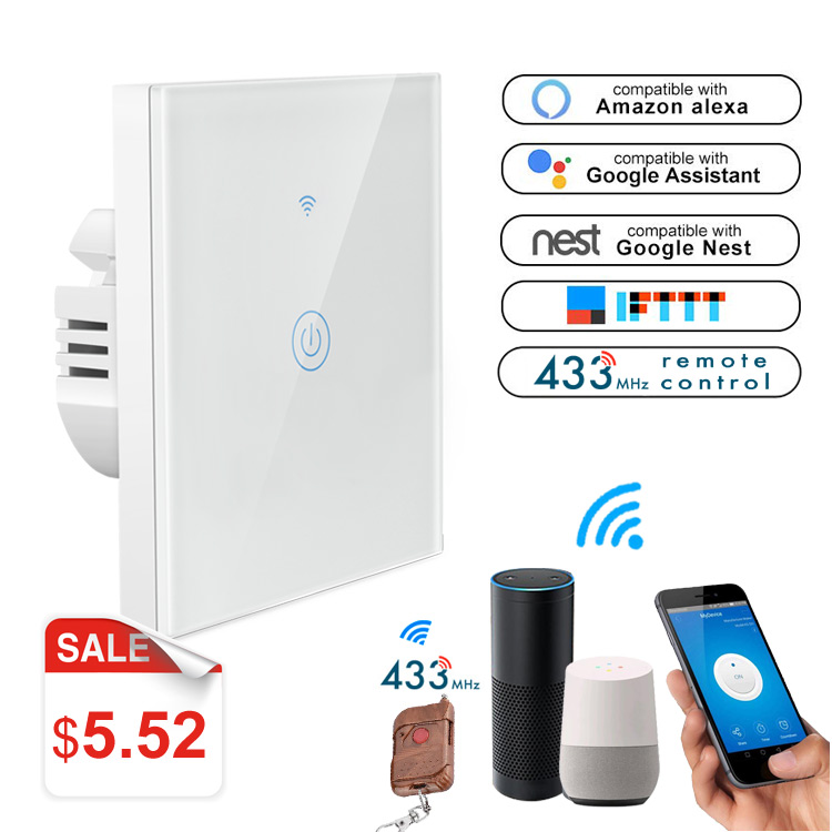 1 банда стандарт ЕС и Великобритании совместим с Alexa Google Home RF433 пульт дистанционного управления умный WiFi выключатель света