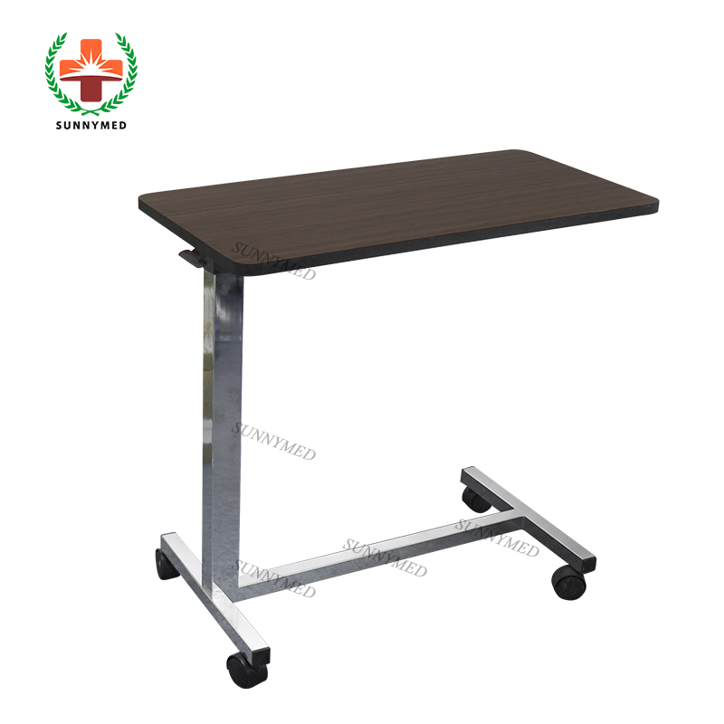 SY-R083 widely used Medical Adjustable OverBed Table Durable Movable hospital floding dinning table