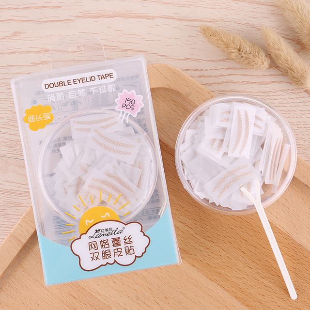 cosmetic tool manufacturer charm double eyelid stickers slim lace eyelid tape with clear package box 150pairs A880