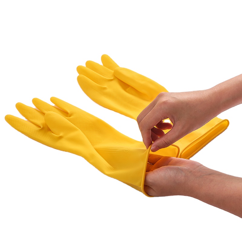 Factory Manufacturer Long Cuff Women Dishwashing Type Reusable Guantes Latex Cleaning Rubber Waterproof Work Household Gloves