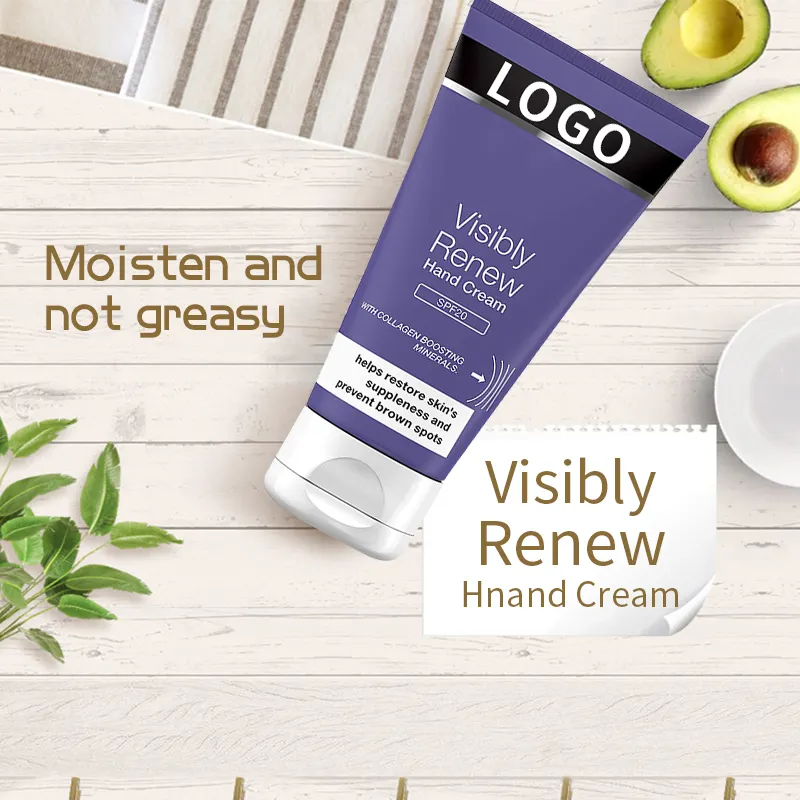 Custom Logo Anti Aging Hand Cream for Hand Smoothing and Moisturizing Unisex Organic Vegan Mineral Hand Cream SPF 20