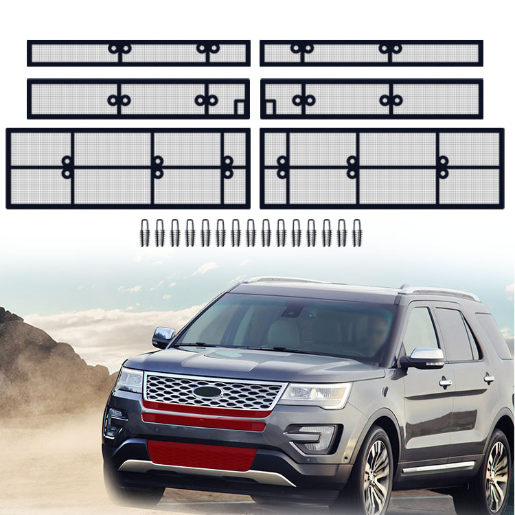 Car Exterior Accessories Front Screening Protective Mesh Cover Car Front Grill Guard Net Inserts for 17-18 Ford Explorer