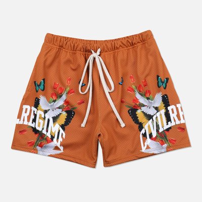Cropped Fit Polyester Mesh Basketball Shorts Two Deep Side Hem Pockets Summer Basic Men Shorts