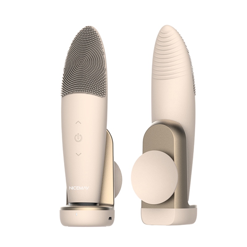 Rechargeable Facial Cleanser Silicone Scrubber Skin Care Sonic Vibration Massage Heated Face Cleaning Brush for Deep Cleansing