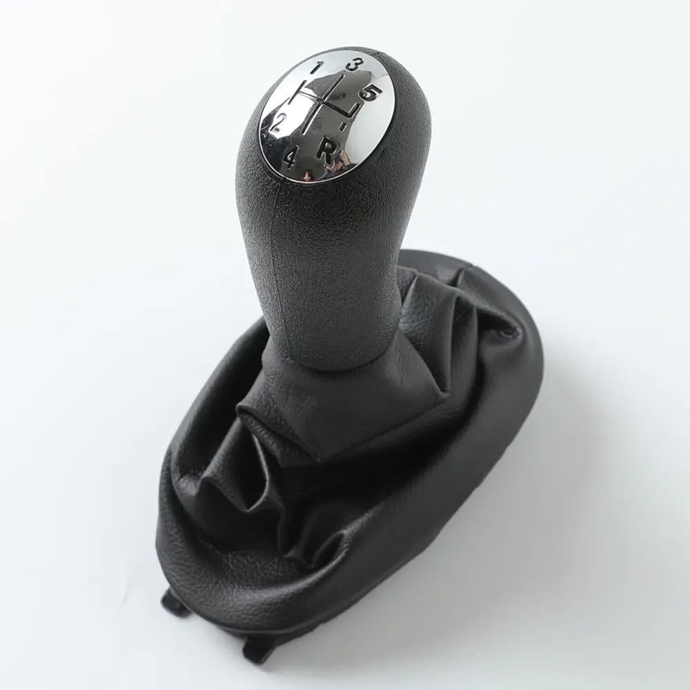 For Renault Clio 2 3 Megane 2 Scenic 2 Kangoo 2009 Gloss chrom With Dust Cover Pu Leather Pens Gaiter Car Gear shift knob