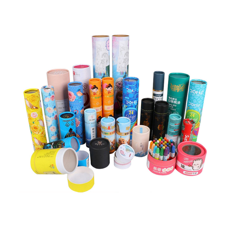 Customized Luxury Recycled Cosmetic Packaging Cardboard Cylinder Container Black Kraft Paper Tubes
