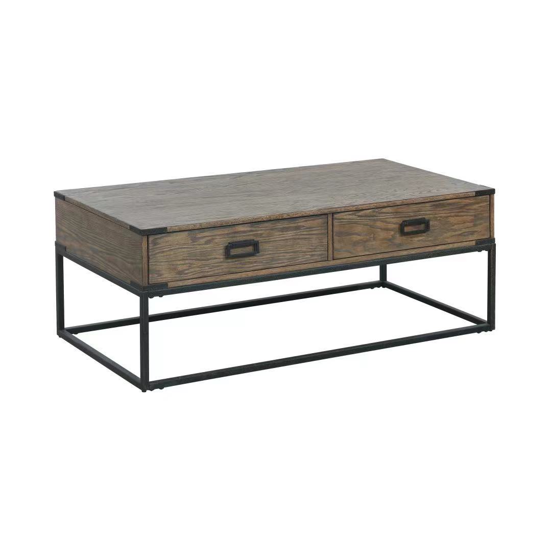 Traditional Classic OAK Wood Cocktail metal Tables set for living room and dining room