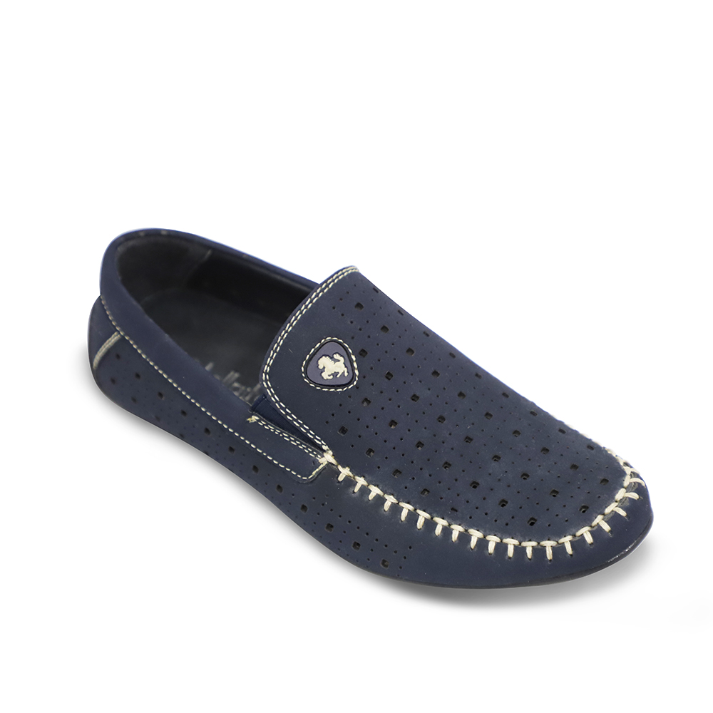 Custom branded casual black kids leather flat boys loafers shoes