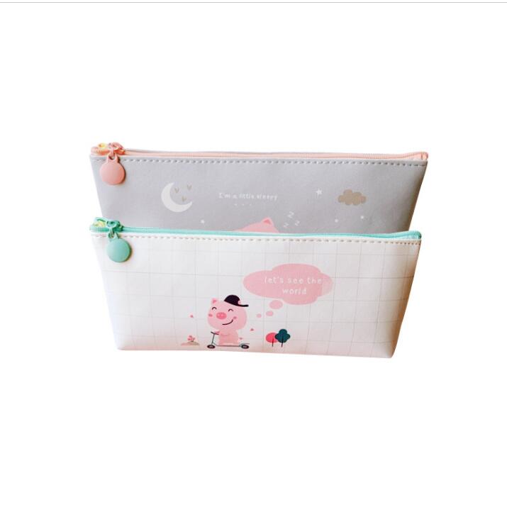 Hot sales Japan style cute kawaii school kids stationery gift supplies custom multipurpose pencil organizer leather pen pouch