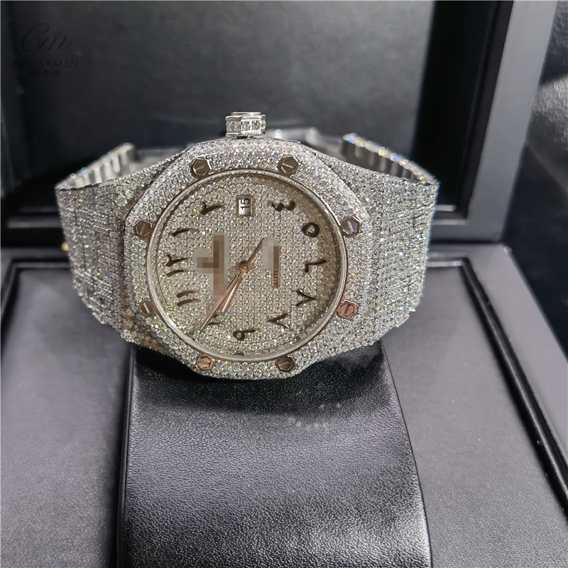 Мужские часы Moissanite в Европе и Америке, бриллиантовый набор, цепочка для часов
